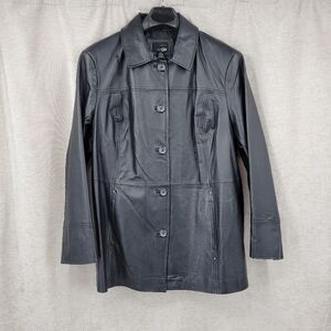 East 5th Women's Plus Size 3X Classic Black Leather Jacket Button Closures